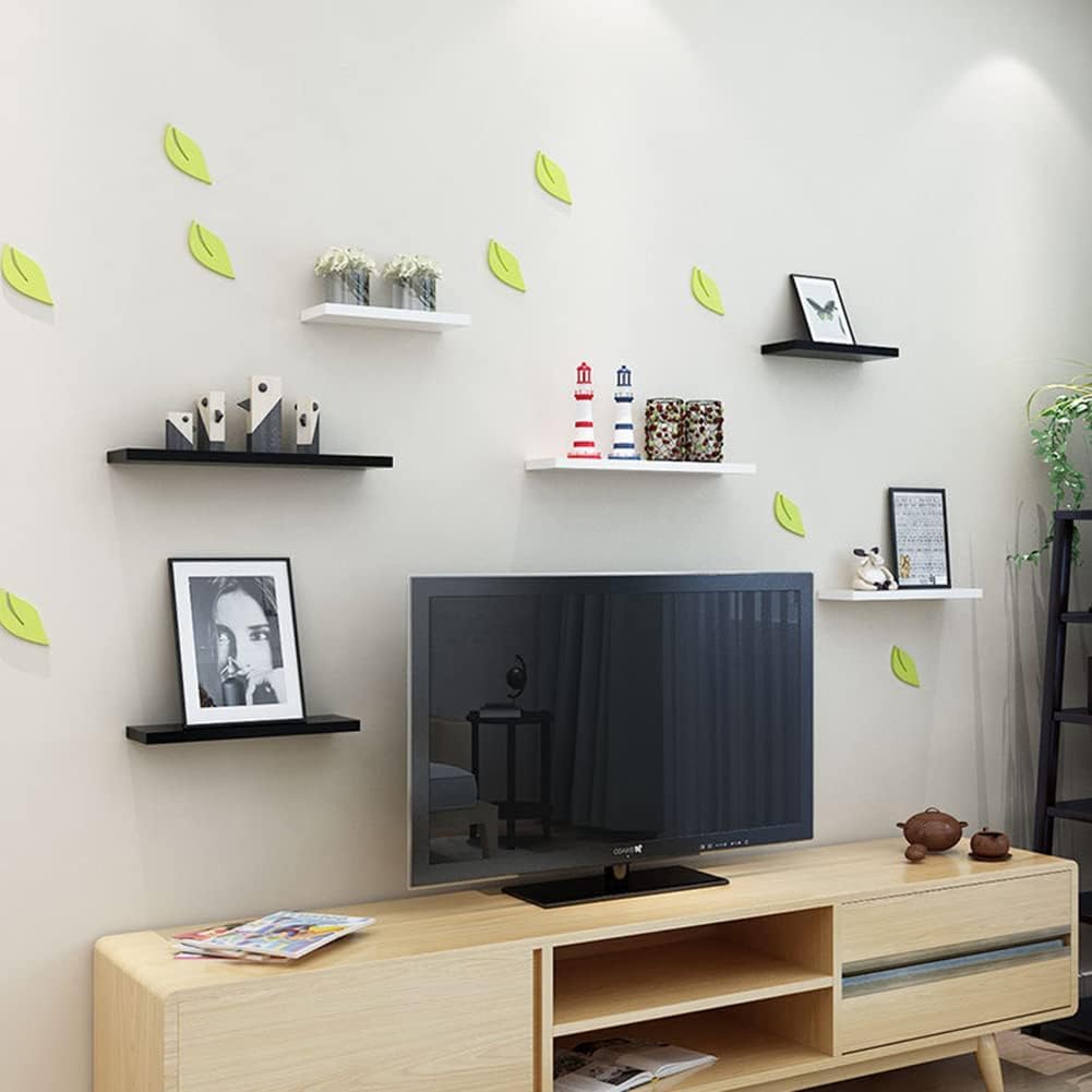 Floating Shelf, Set of 3 Wall Shelf, 36 in W x 12.75 in D x 2 in H Wooden Floating Wall Shelf with Invisible Brackets for Living Room/Bedroom/Bathroom/Kitchen Storage and Decor, Black Wood