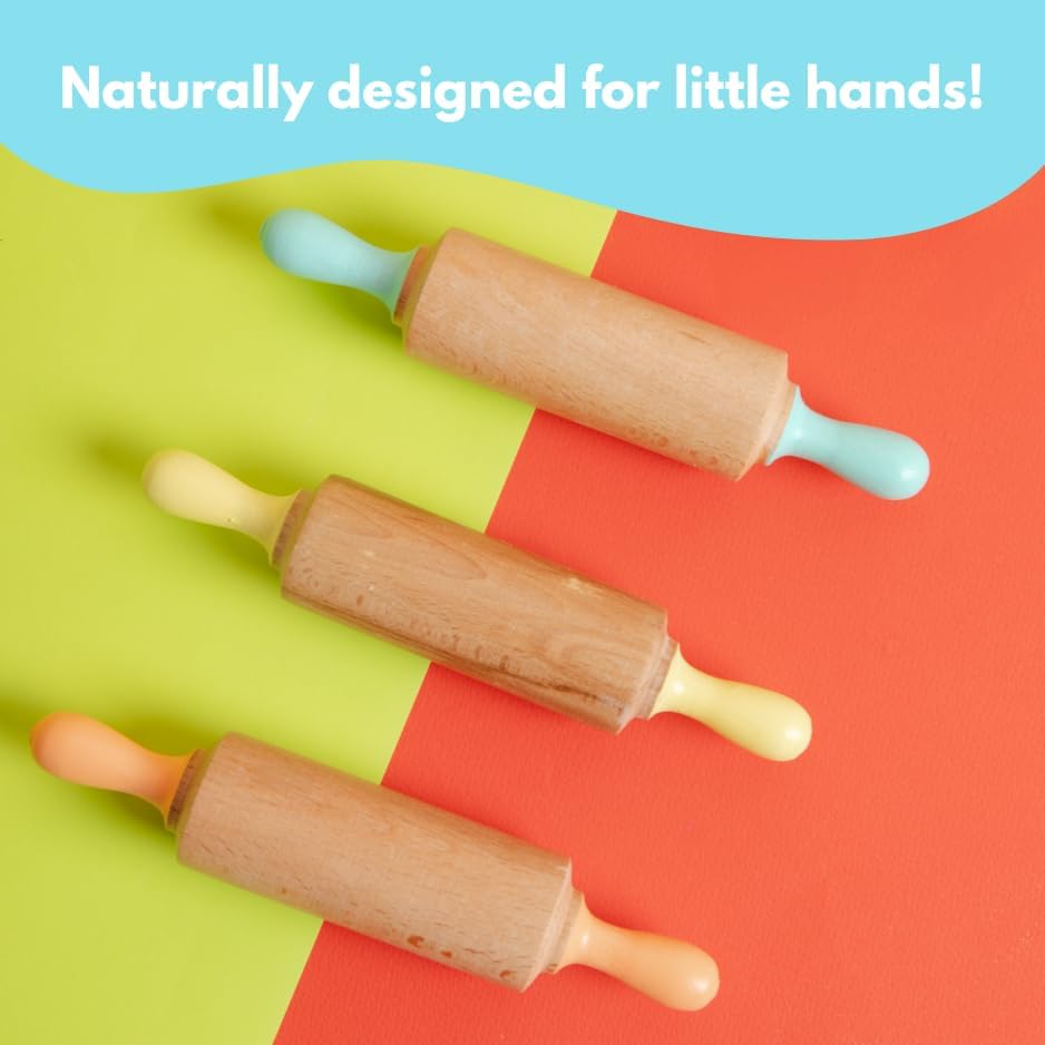 Wooden Play Dough Roller for Kids | Rolling Pin for Playdough & Clay, Safe Natural Art Supplies for Toddlers and Preschool Kids (Lilac)