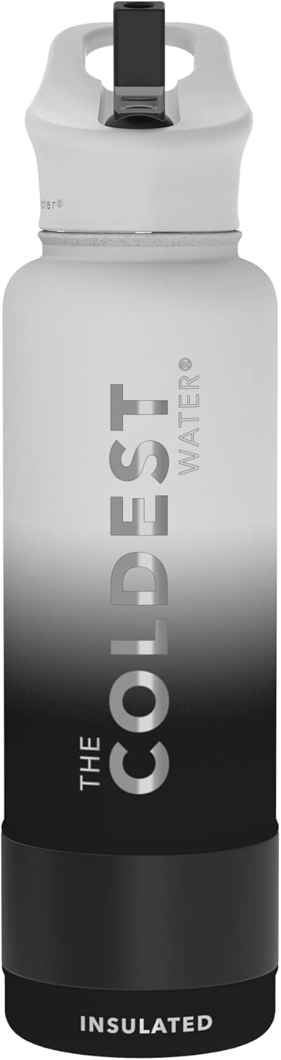 Coldest Insulated Water Bottle with Straw Lid - Stainless Steel Metal Insulated Bottle for Men & Women (Hyperspace White, 40 oz)