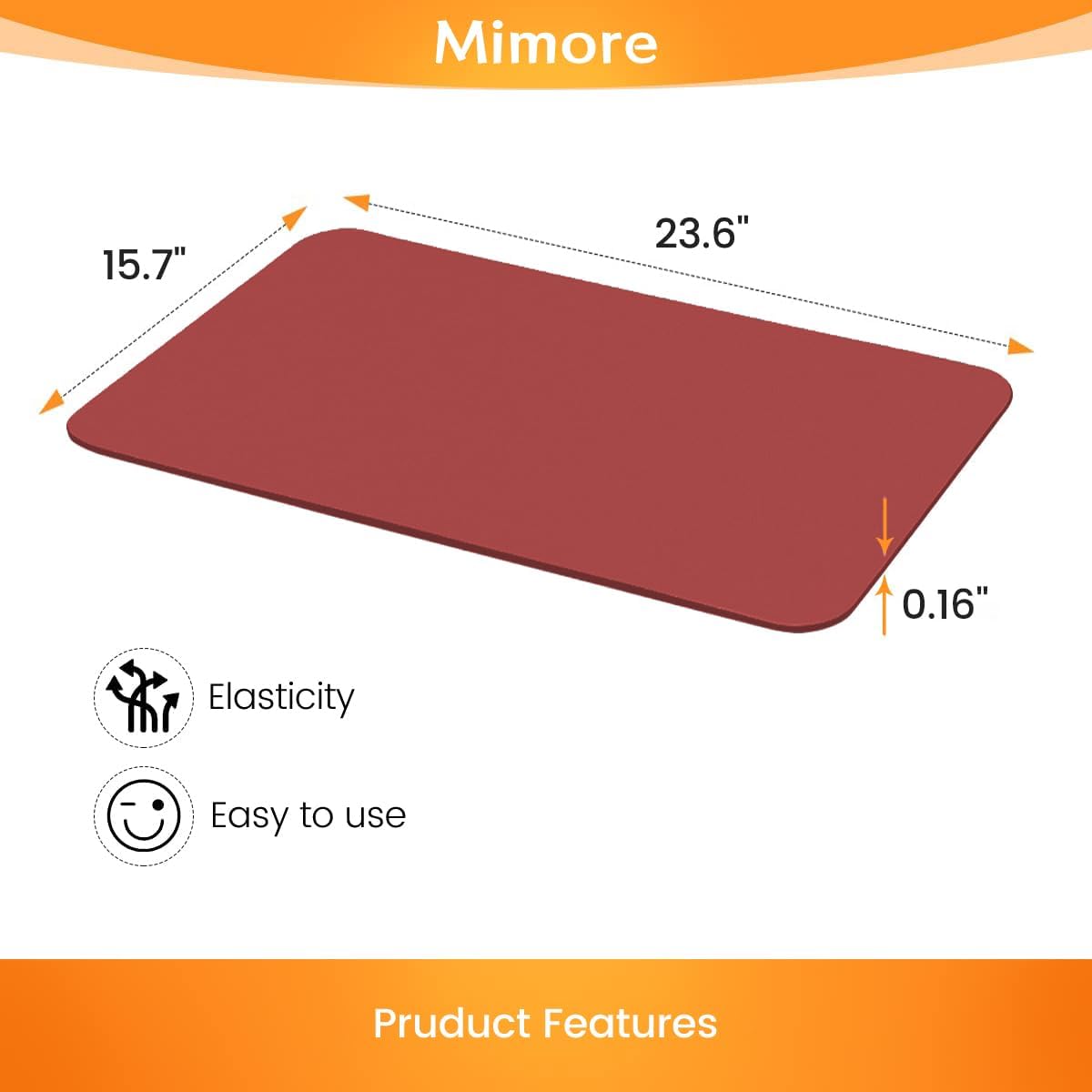 Mimore Red Coffee Bar Mat - 16x24 Inch Absorbent Mat Hides Stains - Fits Under Coffee Maker & Espresso Machine