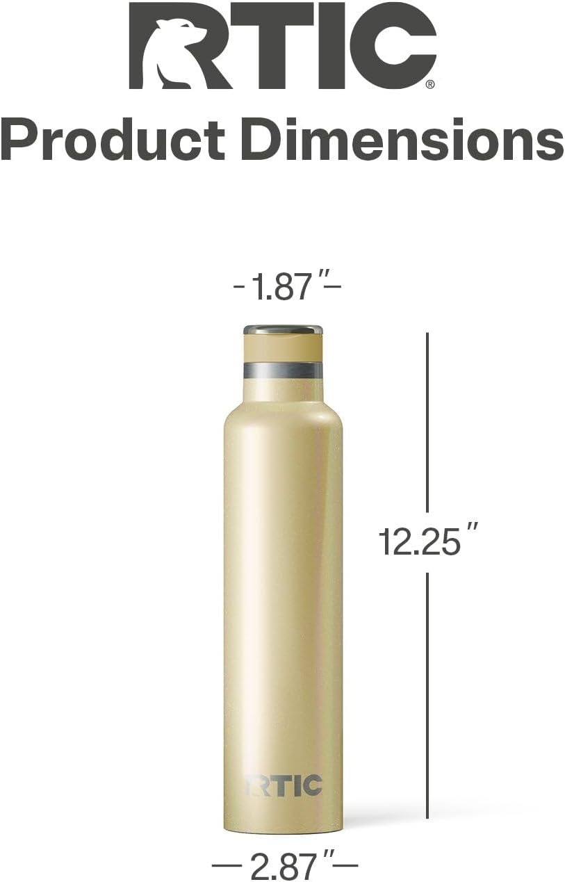 RTIC 26oz Journey Bottle Metal Stainless Steel Vacuum Insulated, BPA Free, Reusable, for Water, Hot and Cold Drinks, Travel, Sports, Camping, Sunlight Glitter