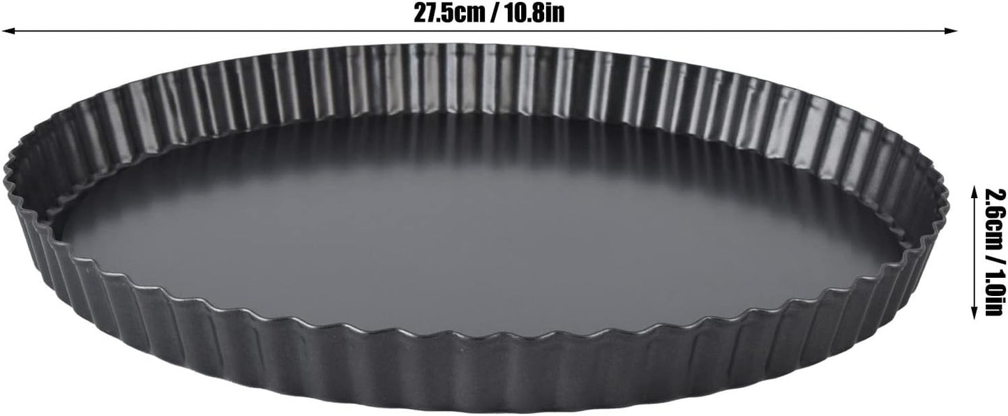 Fluted Tart Pan with Removable Bottom, Carbon Steel Round Tart Pan, Deep Baking Dish Pie Plate for Cakes Pies ([Thickened] 11-inch live bottom pie plate)