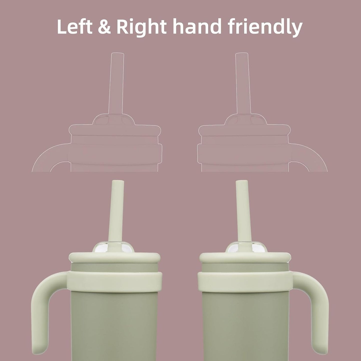 18 oz Tumbler with Side Handle, Insulated Water Bottle with Straw and 2 in 1 Lid, Stainless Steel Cup Travel Coffee Mug for Sports Office Gym,Camp Green