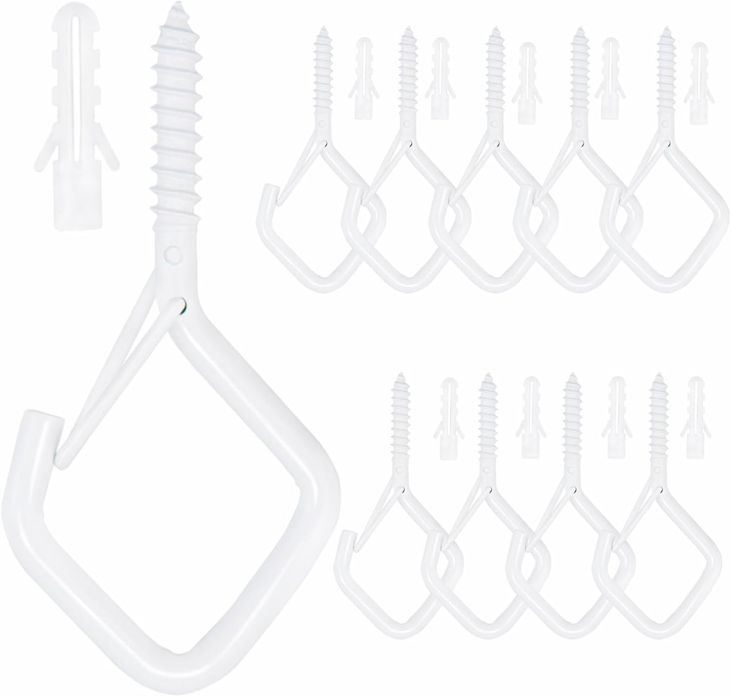10PCS Eye Screw Hooks for Hanging Heavy Duty with Safety Buckle.Metal Ceiling Hooks for Hanging Plants,Cup,Wind Chime,Bird Feeders,christmas String Lights at Indoor&Outdoor,2.36 Inch(No Drill Bit)