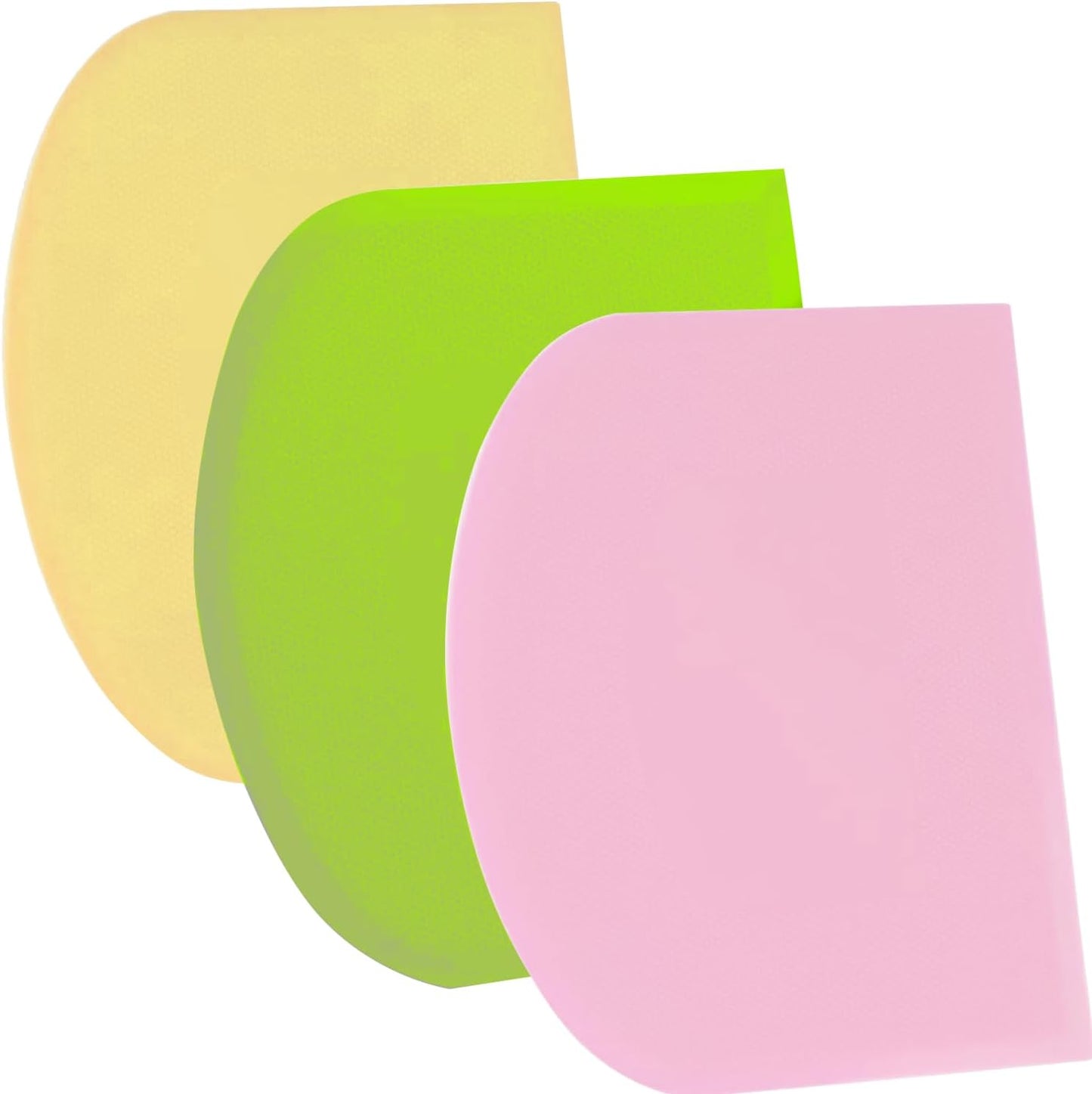SURDOCA Dough Scraper Bench Scraper - 3P 7.1x4.9" Plastic Flexible Bowl Scraper, Sharp Edge & Angles Cake Scraper. Non-Slip Bakeware Decorating Tools Sculpting & Modeling Tools - Green+Pink+Yellow