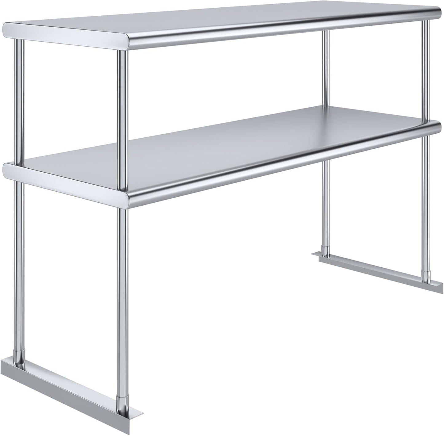 NSF Certified 18 Gauge Heavy Duty Stainless Steel Double overshelf with Brackets for Kitchens, Utility Rooms, Storage, Offices & Home