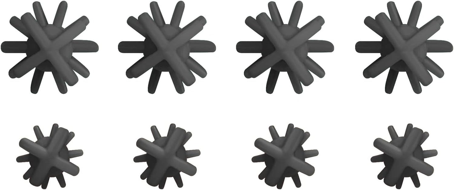 Silicone Straw Brush 4 Pack - (2 Small, 2 Wide) - 10 Inch Reusable Straw Cleaner, Pipe Cleaner, Glass and Detailing Tool (Charcoal)