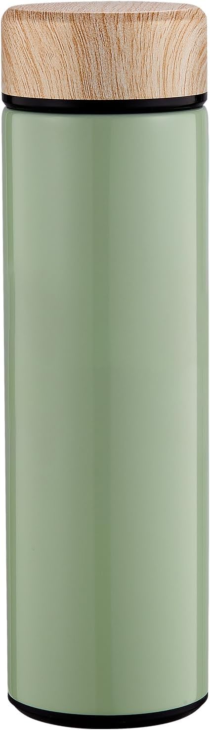 15oz Water Bottle Stainless Steel Thermos Flask - Insulated Vacuum, Leak Proof, Keeps Drinks Hot/Cold - Ideal for Coffee, Tea, Water - Green