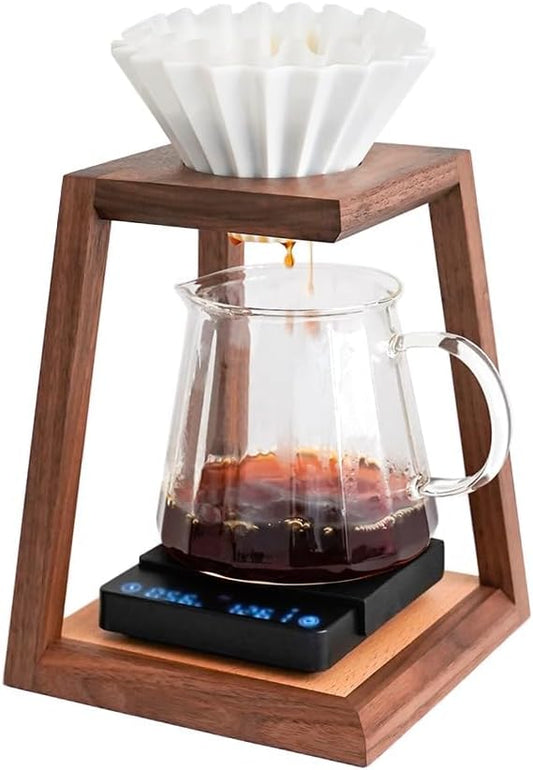 watchget Pour Over Coffee Station Coffee Dripper Stand Wooden Drip Station Pour Over Coffee Maker Stand Filter Holder