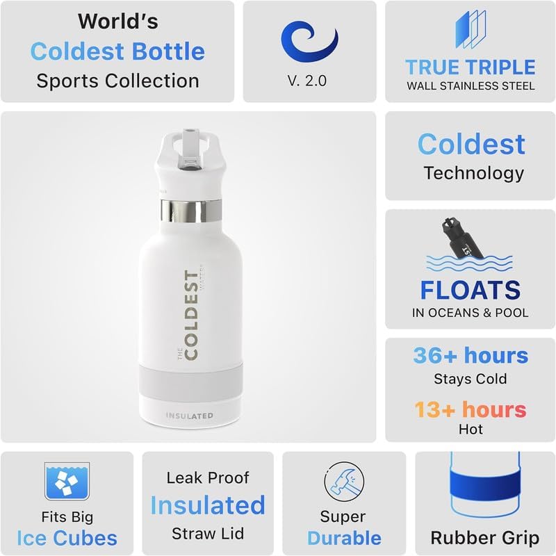 Coldest Insulated Water Bottle with Straw Lid - Stainless Steel Metal Insulated Bottle for Men & Women (Saturn's Moon Purple Glitter, 40 oz)