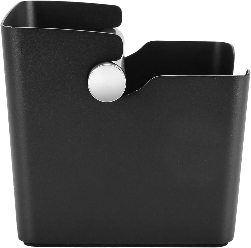Knock Box Espresso, Stainless Steel Knock Box for Coffee Grounds, with Removable Rubber Bar and Anti-slip Pad, Large, Black