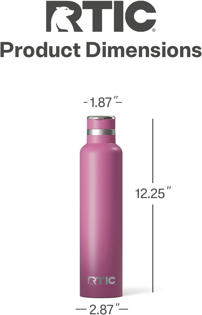 RTIC 26oz Journey Bottle Metal Stainless Steel Vacuum Insulated, BPA Free, Reusable, for Water, Hot and Cold Drinks, Travel, Sports, Camping, Orchid