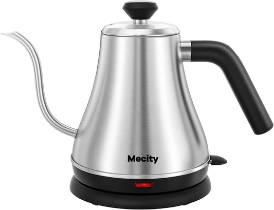 Mecity Electric Kettle Gooseneck Water Kettle Stainless Steel Tea Kettle Water Boiler Fast Heating, Auto Shut Off, 27 fl oz, 1000W, Stainless Steel