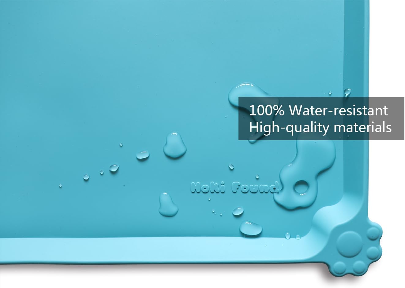 Hoki Found X-Large Silicone Non Slip Pet Feeding Mats - Waterproof Dog Cat Food Mats - Glacier