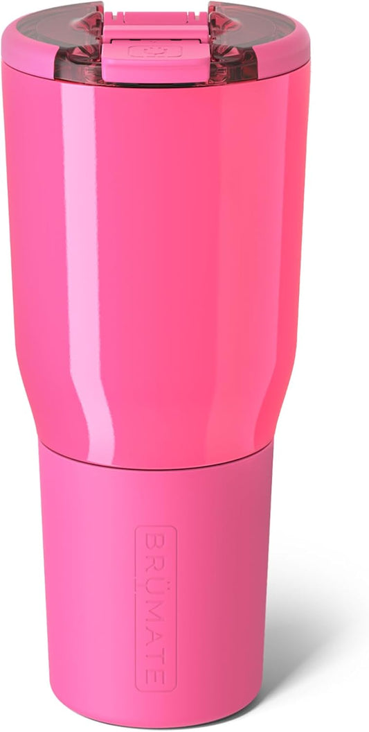 BrüMate Nav 35oz 100% Leak Proof Insulated Travel Tumbler with Magnetic BevLock™ Lid - Double Wall Cup-Holder Friendly Stainless Steel Mug (Neon Pink)