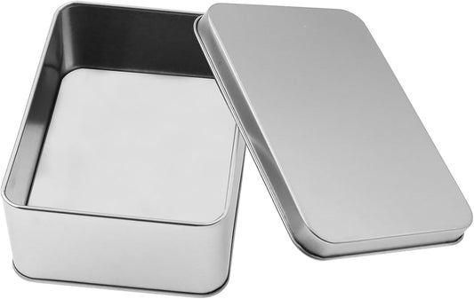 Metal Empty Boxes, Tin Boxes with Lid,Small Silver Tin Boxes,Stackable Organizer Containers,8PCS Storage Tin for Home Outdoor Active Storage Containers