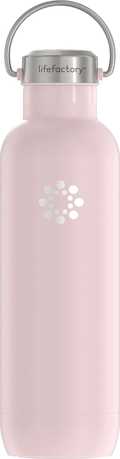 Lifefactory 24-Ounce Stainless Steel Vacuum-Insulated Sport Bottle, Desert Rose