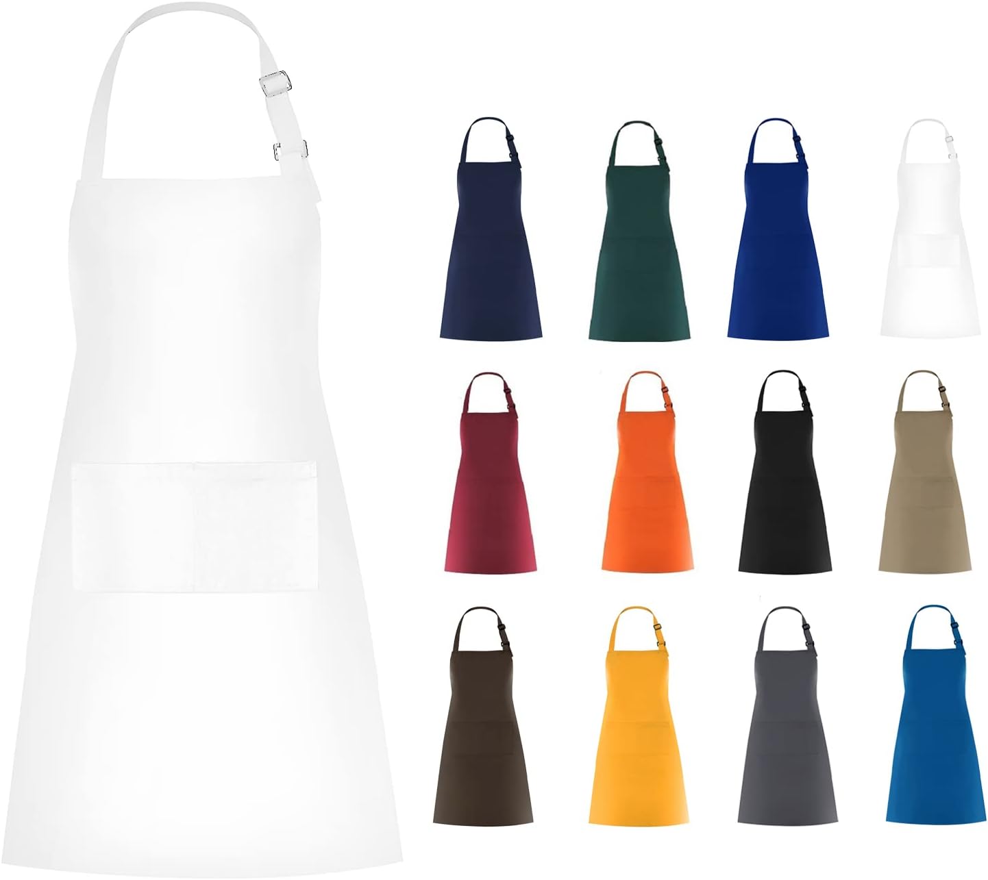 Cotton Blend Waterproof Apron With 2 Pockets for Women Men - Cooking Kitchen Chef Arpon BBQ Work Painting - (1 Pack)