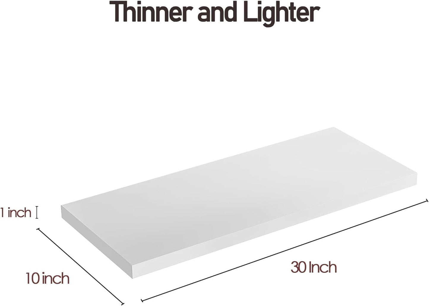 Wall Shelf Set of 1, White Floating Shelves 30 in W x 10 in D x 1 in H, Wooden Floating Wall Shelf with Invisible Brackets for Living Room/Bedroom/Bathroom/Kitchen Storage and Decor