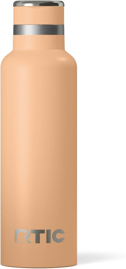 RTIC 20oz Journey Bottle Metal Stainless Steel Vacuum Insulated, BPA Free, Reusable, for Water, Hot and Cold Drinks, Travel, Sports, Camping, Peach Tea