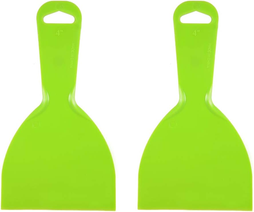 uxcell Putty Scraper 4" Plastic Flexible Putty Knives Disposable Spreader for Taping Drywall Wall Painting Green 2pcs