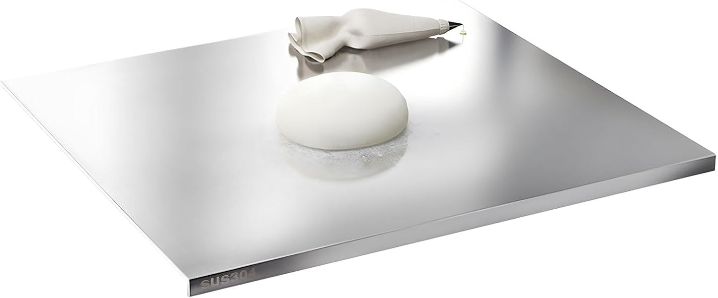 Stainless Steel Cutting Boards for Kitchen,304 Stainless Steel Chopping Boards with Lip and Non-slip silicone pad for Countertop Cutting Meats Fruits,Easy To Clean(11.8 * 15.7 * 0.06inch)