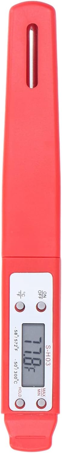 Digital Food Thermometer, Digital Food Thermometer Automatic Calibration Pen High Accuracy Electronic Pocket Thermometer Yellow for Home Use, Multifunctional Accessory (Red)