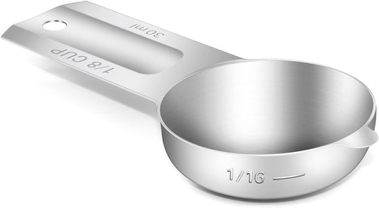 1PCS 1/8Cup (30ml, 1oz) Single Measuring Cup, Stainless Steel Measure Scoop, Metric and US Measurement, Dishwasher Safe