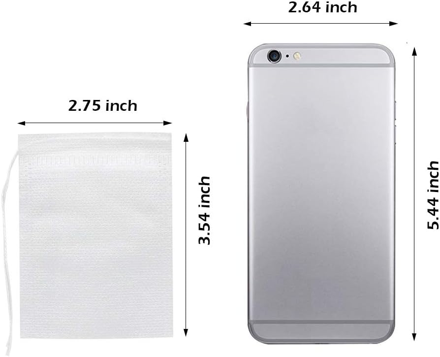 200 Pcs Disposable Tea Bags for Loose Leaf Tea, Empty Tea Bags for Loose Tea with Drawstring, Natural Tea Filter Bags for Loose Tea