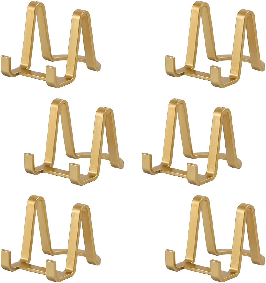 Plate Stands for Display - Plastic Easel Stand Plate Holder Display Stand Picture Frame Stand for Pictures | Photo|Decorative Plate |Dish | Tabletop Art - 3 inch-Golden