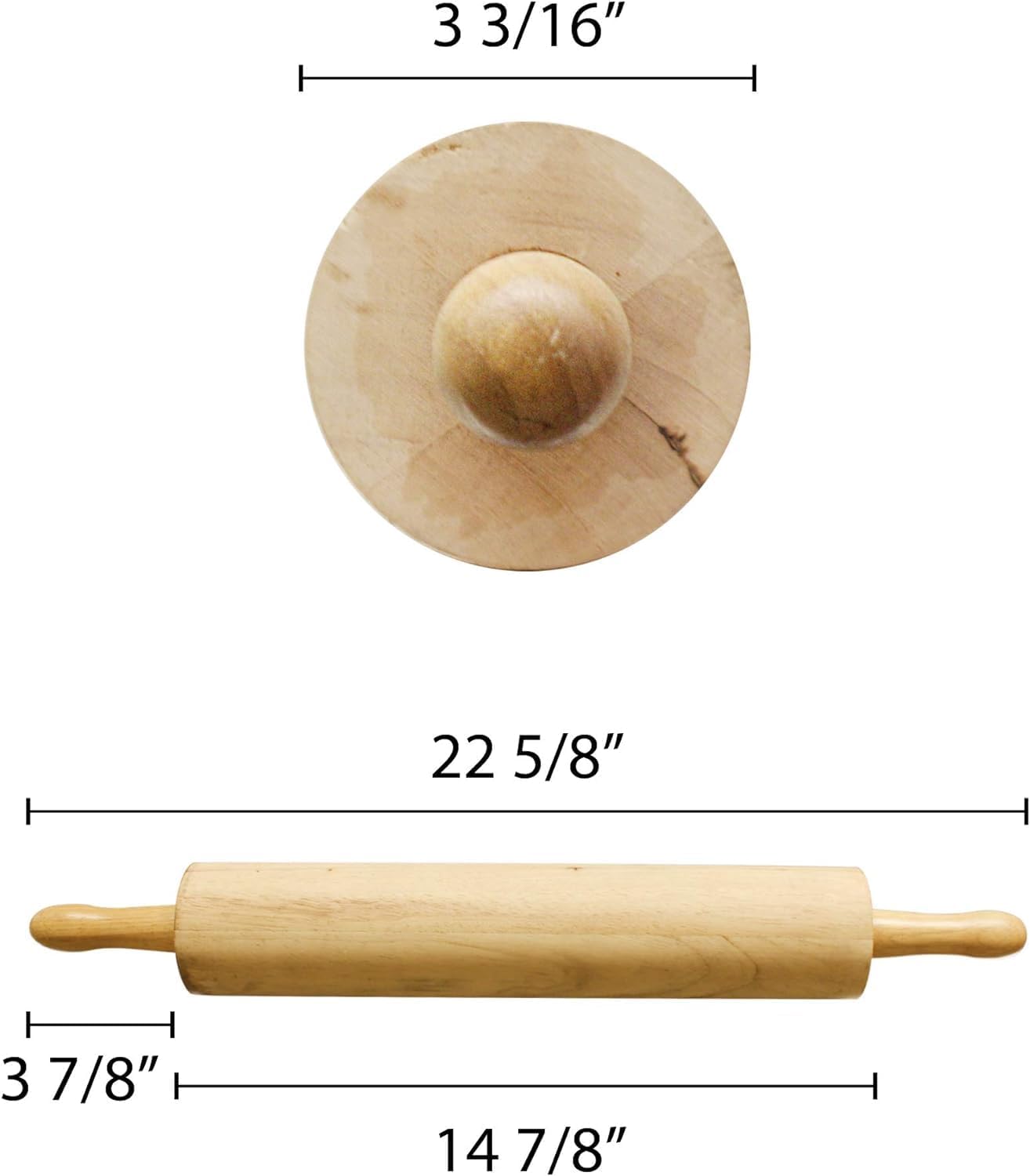 TrueCraftware- 15" Wooden Rolling Pin 3-1/4" Diameter- Wooden Roll Pin Dough Roller Classic Wood Rolling Pins for All Baking Needs for Fondant Pie Crust Cookie Pastry Dough Pastry Rolling Pin