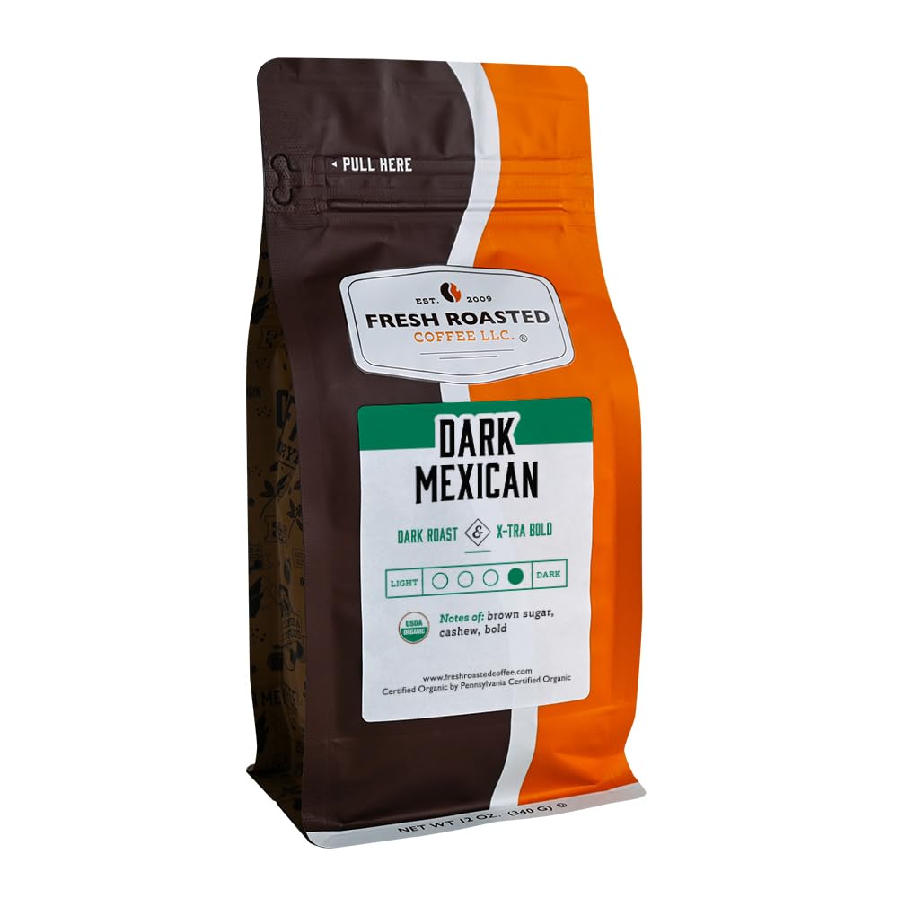 Fresh Roasted Coffee, Organic Dark Mexican, Dark Roast, Mold & Mycotoxin Tested, Kosher, 12 oz, Ground