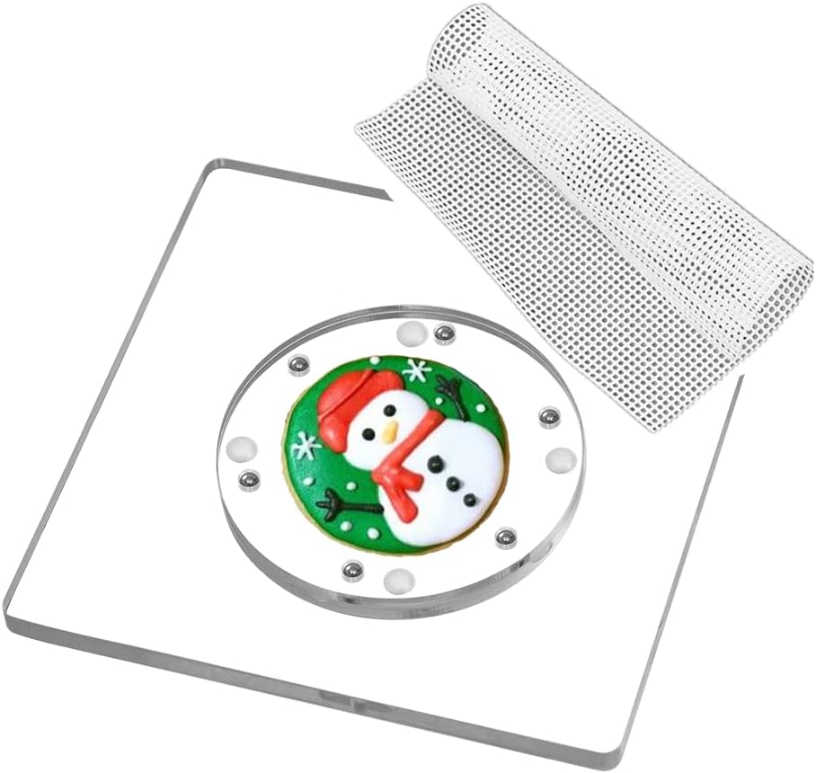 CY craft Cookie Decorating Turntable with Anti-Slip Silicone Mat,Cup Cake Sugar Icing Cookie Decorating Supplies Tools,Clear Acrylic Small Lazy Susan Turn Table,6.3 x 6.3 Inch,Square,Pack of 1