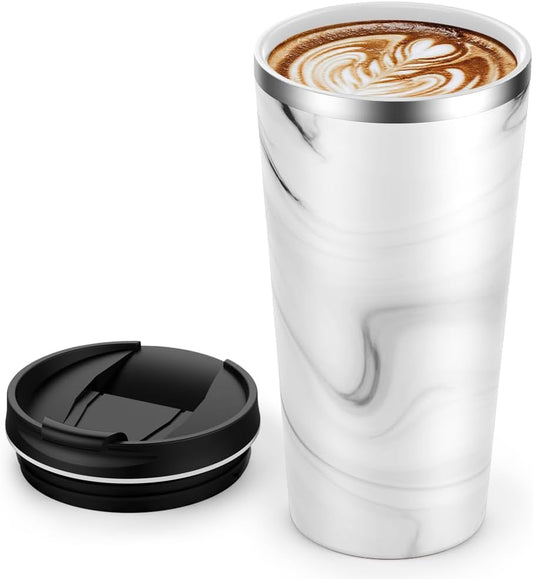 Insulated Coffee Mug with Ceramic Coating, 18oz Travel Mug with Leak-proof Lid, Vacuum Double-wall Tumbler, Stainless Steel Thermal Cup for Tea, Hot Cocoa, Cold Beverage, Ice Drinks