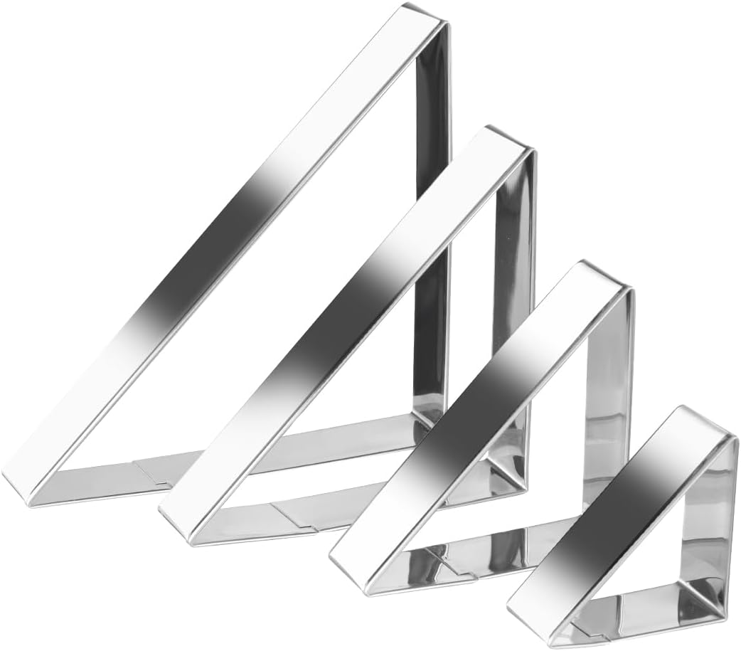 Triangle Cookie Cutter Set 45/90 Degree Stainless Steel Half Square Right Angle Triangle Geometric Frame Plaque Cookie Cutters Shapes Molds - 1 Inch Depth (4 Sizes)