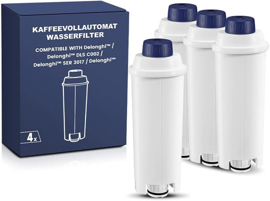 Coffee Machine Fitler, Delonghi Filter Replacement for DeLonghi DLSC002, Delonghi Magnifica Evo, Dinamica Plus, ESAM, ETAM, BCO, EC. Activated Carbon Water Filter Cartridges Softener (4 Pcs)