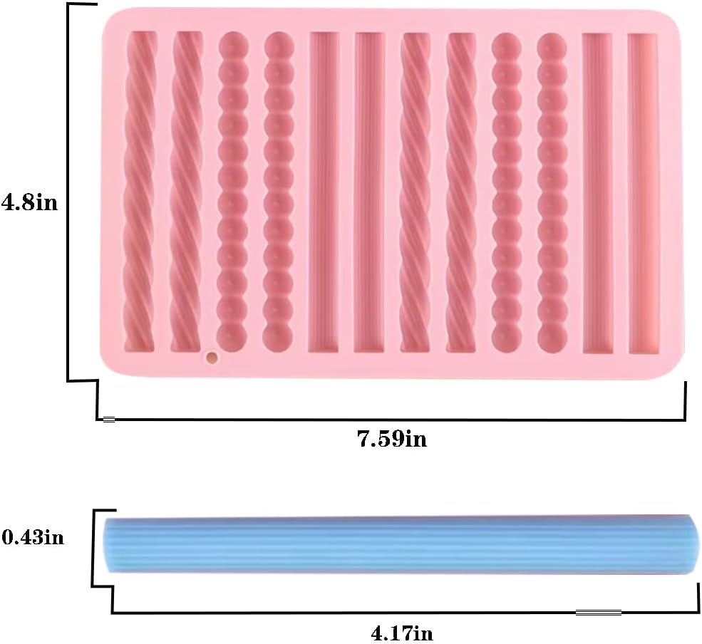 2Pcs oat bar mold - 12 long biscuit molds- Chocolate silicone mold for baking candies/energy bars, cheesecake, dried fruit cereal cookies (2, Pink)