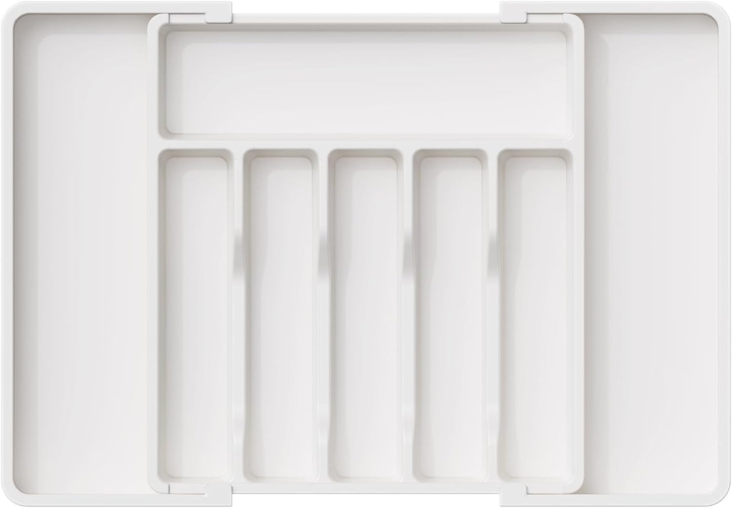 Lifewit Silverware Drawer Organizer, Expandable Utensil Tray for Kitchen, BPA Free Flatware and Cutlery Holder, Adjustable Plastic Storage for Spoons Forks Knives, Large, White