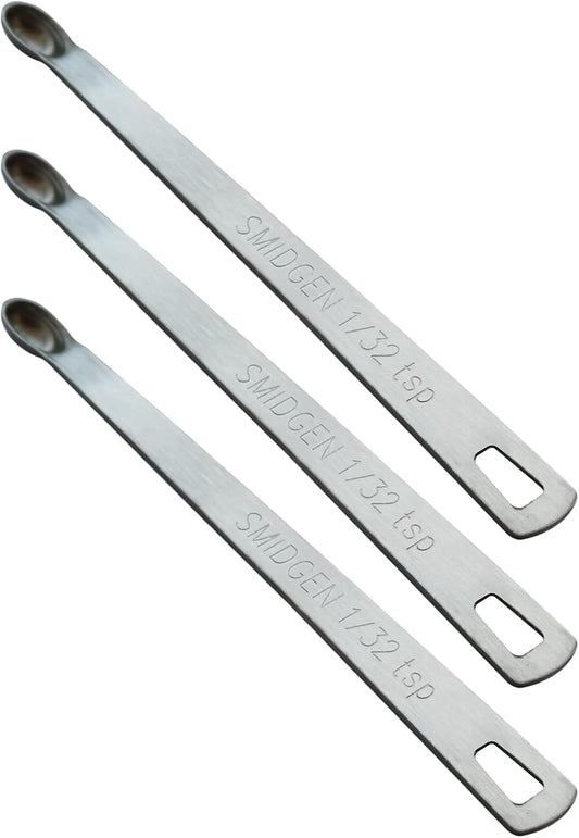 3PCS 1/32 Teaspoon(1/32tsp, 0.16ml, Smidgen) Single Tiny Measuring Spoon, Small Individual Stainless Steel Measure Spoons Only