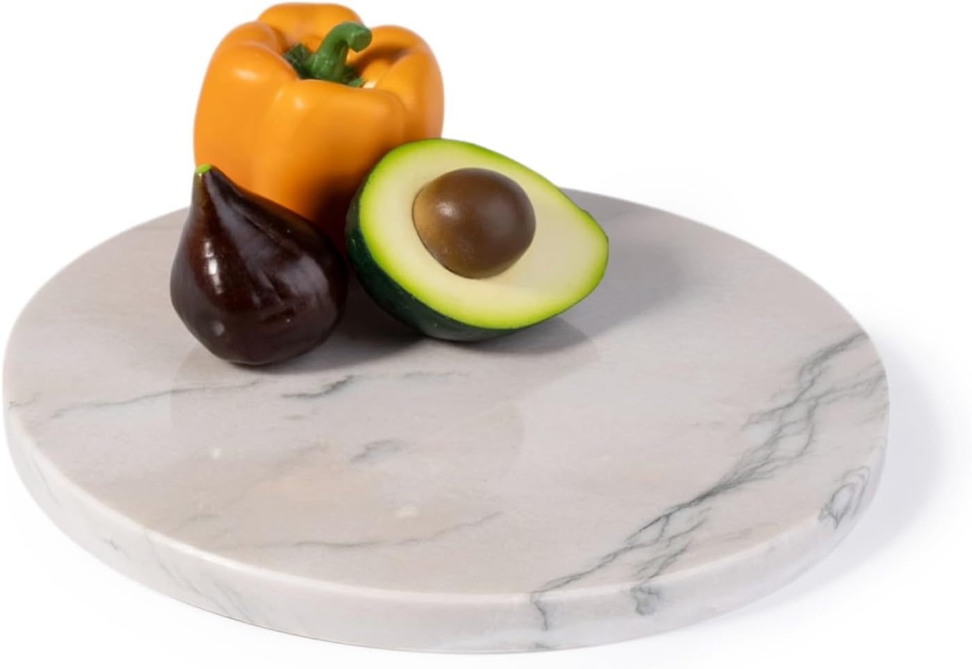 Koville Brazilian Natural Marble Cutting Board for Kitchen, 11inch Round Hand Crafted Marble Slab for Cheese, Charcuterie, Pastry Board - Wedding Gift, House Warming Gift(White Macaubas)