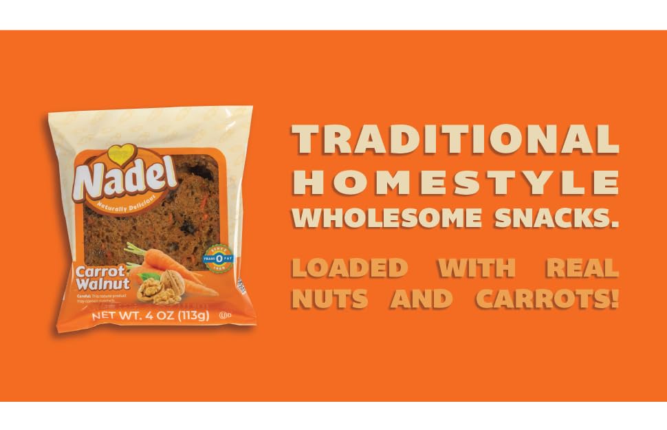 Nadel - NATURALLY DELICIOUS CARROT CAKE Slices, 16 Pack, Sweet Breads & Cakes Back to School lunch snack, breakfast bar