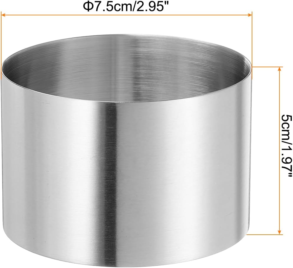 HARFINGTON Round Cake Ring 2.95 x 2 Inch Seamless Stainless Steel Pastry Mousse Dessert Ring Mirror Coating for Baking Cooking Making Tool