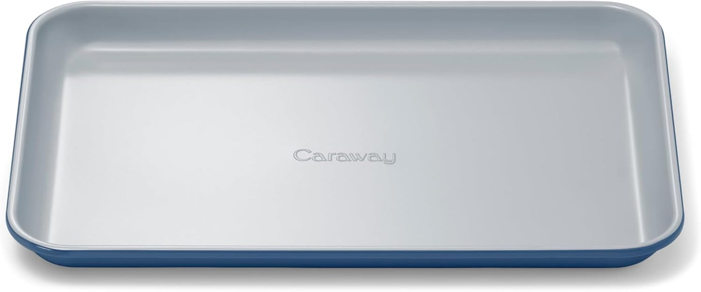 Caraway Nonstick Ceramic Small Baking Sheet (9x13”) – Non-Toxic, PTFE & PFOA Free – Oven Safe – Aluminized Steel Core – Mini Sheet Pan for Baking, Roasting & More - Navy
