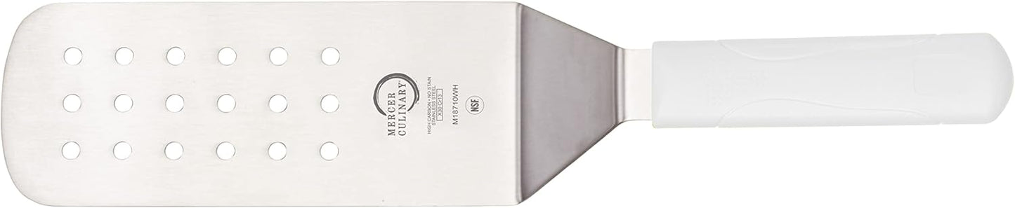 Mercer Culinary Millennia Perforated Turner, 8 Inch x 3 Inch Blade, White Handle