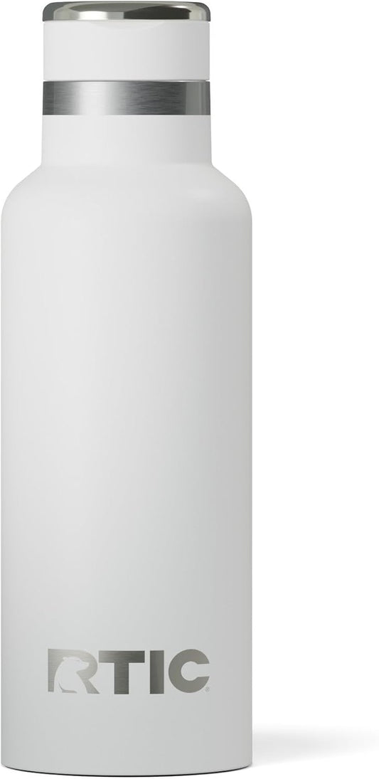 RTIC 16oz Journey Bottle Metal Stainless Steel Vacuum Insulated, BPA Free, Reusable, for Water, Hot and Cold Drinks, Travel, Sports, Camping, White