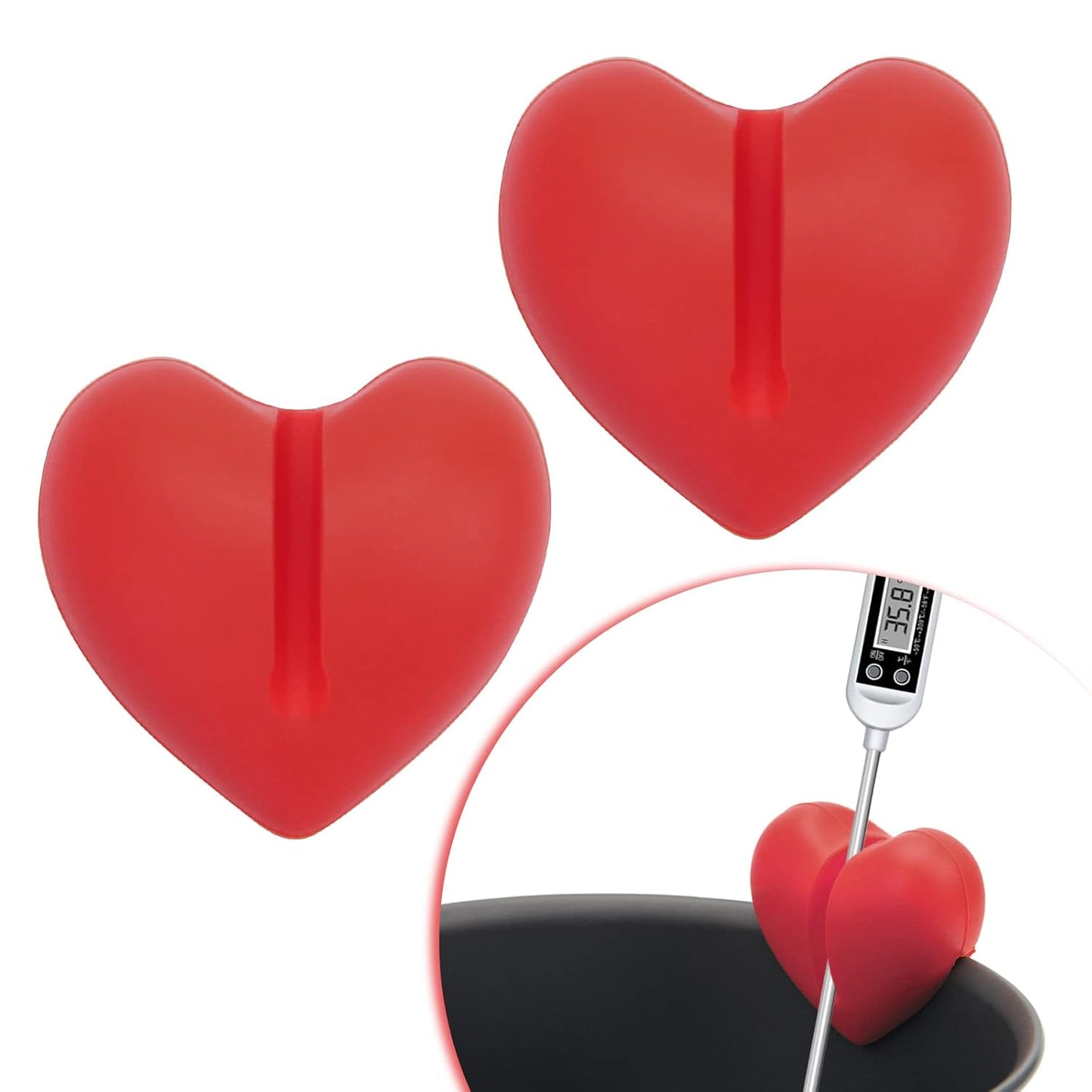 2Pcs Thermometer Pot Clip Holder, Windspeed Red Candy Thermometer Pot Clip Holder for Digital Thermometer Holder for Candle Soap Jam Candy Milk Chocolate Cooking(No Thermometer Include)