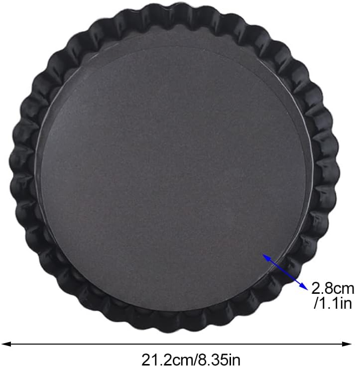 CALIDAKA Tart Pan Non-Stick Carbon Steel Quiche Pan Removable Bottom Pie Pans for baking Quiche Baking Dish(SIZE:8inch)