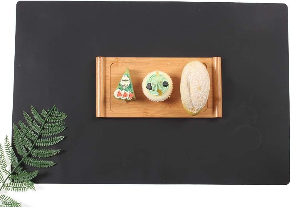 Extra Large Mulitpurpose Silicone Placemat,Countertop Protector, Kitchen Counter Mat, Table Mat, Heat Resistant, Washable, Non Slip (27.6x19.6 inch, Black-1pcs)
