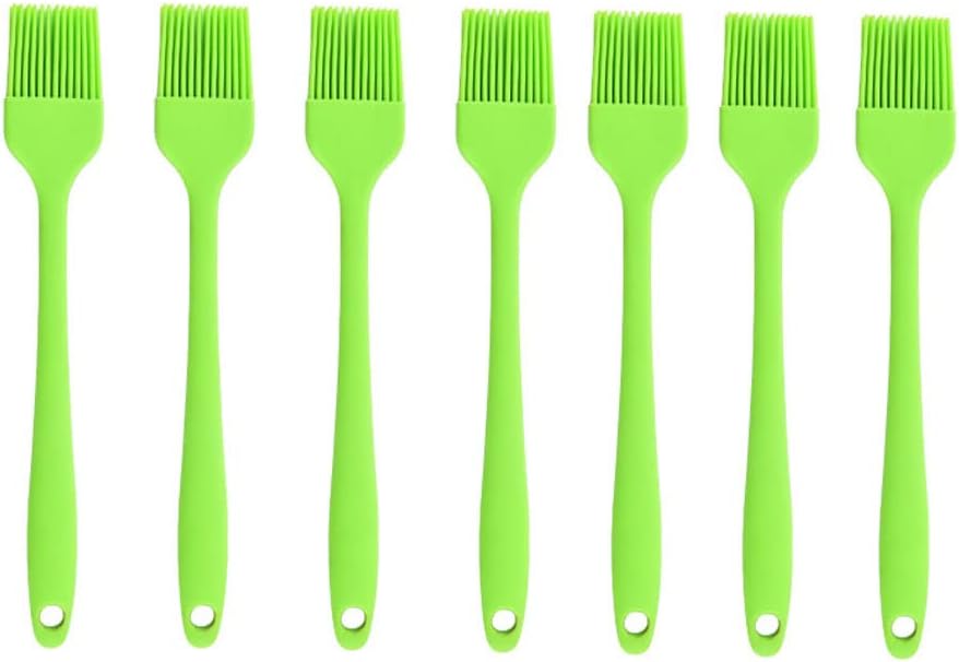 Silicone brush, Oil Brush for BBQ Kitchen Cooking Baking and Grilling (7 PCS,green)