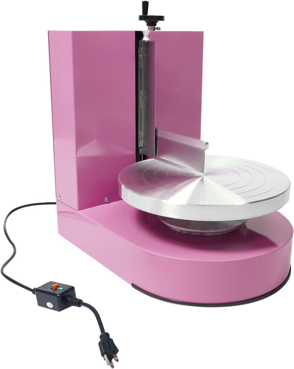 Cake Decorating Machine, Automatic Cake Cream Spreading Machine 200W for 4-12" Cakes, Cake Frosting Machine, 60-320rpm Rotating Speed, Turntable with Adjustable Scraper, LCD Display (Pink)